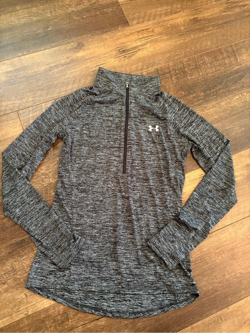 Under Armour Heat Gear Women's Heathered Black Quarter Zip Long Sleeve Active